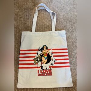 Beautiful DC Comics Wonder Woman “I LOVE GAULTIER” Canvas Tote Bag w/Handles NEW